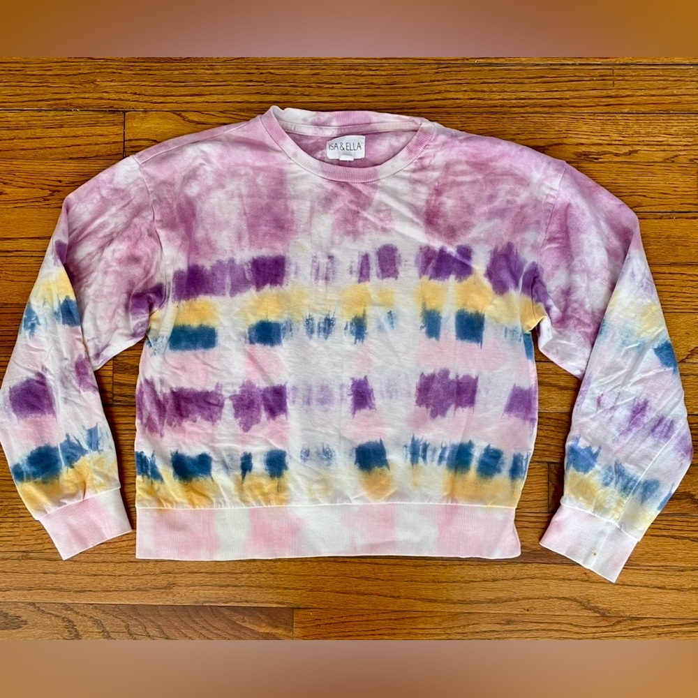 Isa & Ella Tie Dye Sweatshirt Pink Purple Blue Yellow White Women’s Size Medium